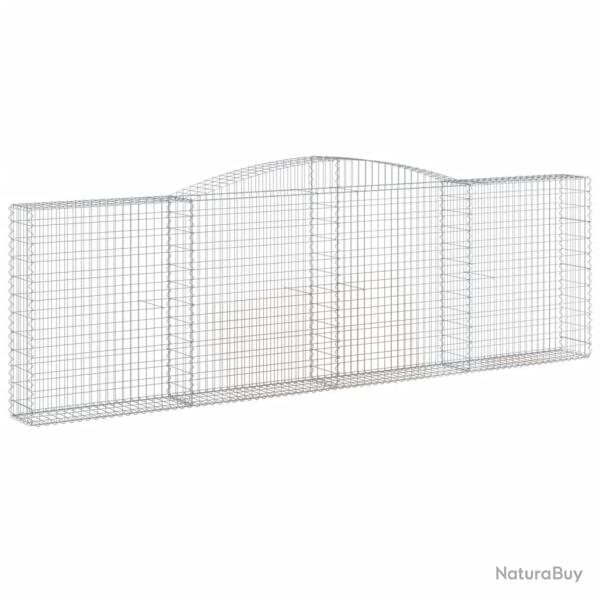 Panier de gabions cl�ture cage mur de sout�nement arqu� 400 x 30 x 120/140 cm fer galvanis� Argent