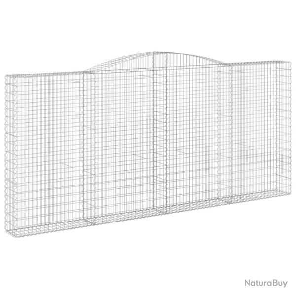 Panier de gabions cl�ture cage mur de sout�nement arqu� 400 x 30 x 180/200 cm fer galvanis� Argent