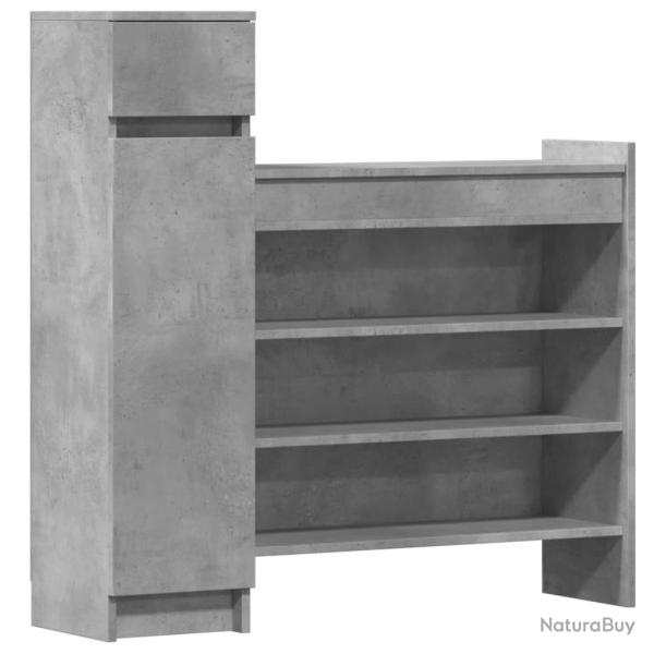 Armoire � chaussures range chaussures rangement meuble entr�e couloir salon bois d'ing�nierie gris