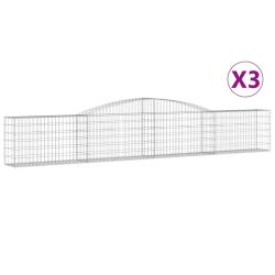 Paniers &agrave; gabions cl&ocirc;ture cage mur de sout&egrave;nement arqu&eacute;s 3 pcs 400 x 30 x 60/80 cm fer galvanis&eacute; Ar