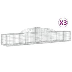 Paniers &agrave; gabions cl&ocirc;ture cage mur de sout&egrave;nement arqu&eacute;s 3 pcs 300 x 50 x 40/60 cm fer galvanis&eacute; Ar