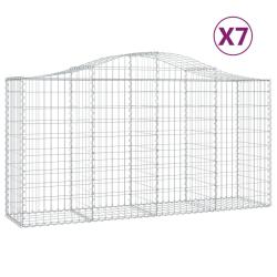 Paniers &agrave; gabions cl&ocirc;ture cage mur de sout&egrave;nement arqu&eacute;s 7 pcs 200 x 50 x 100/120 cm fer galvanis&eacute;