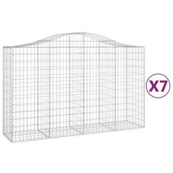 Paniers &agrave; gabions cl&ocirc;ture cage mur de sout&egrave;nement arqu&eacute;s 7 pcs 200 x 50 x 120/140 cm fer galvanis&eacute;