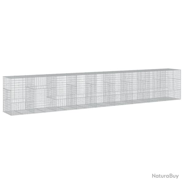 Panier gabion cl�ture cage mur de sout�nement avec couvercle 900 x 100 x 150 cm fer galvanis� Argen