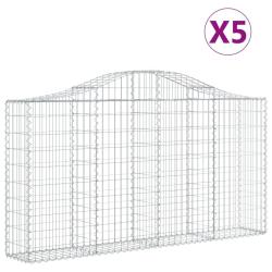 Paniers &agrave; gabions cl&ocirc;ture cage mur de sout&egrave;nement arqu&eacute;s 5 pcs 200 x 30 x 100/120 cm fer galvanis&eacute;