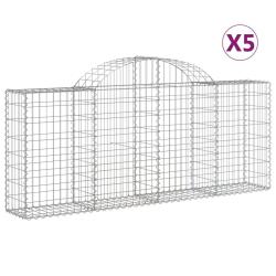 Paniers &agrave; gabions cl&ocirc;ture cage mur de sout&egrave;nement arqu&eacute;s 5 pcs 200 x 30 x 80/100 cm fer galvanis&eacute; A