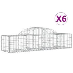 Paniers &agrave; gabions cl&ocirc;ture cage mur de sout&egrave;nement arqu&eacute;s 6 pcs 200 x 50 x 40/60 cm fer galvanis&eacute; Ar