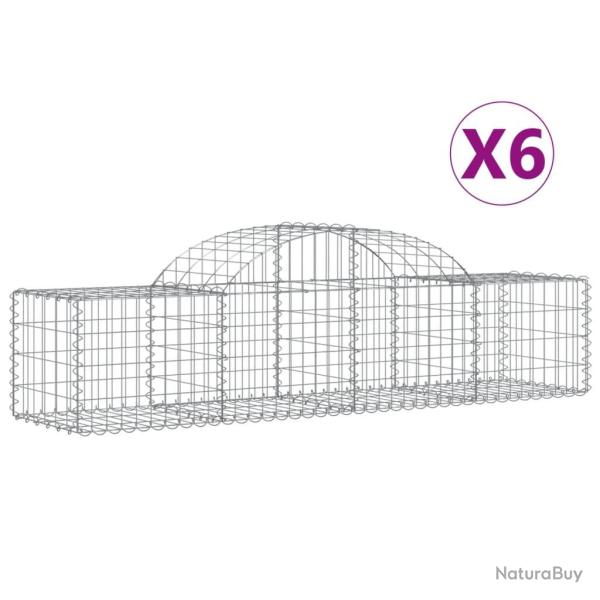 Paniers � gabions cl�ture cage mur de sout�nement arqu�s 6 pcs 200 x 50 x 40/60 cm fer galvanis� Ar