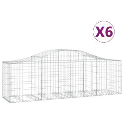 Paniers &agrave; gabions cl&ocirc;ture cage mur de sout&egrave;nement arqu&eacute;s 6 pcs 200 x 50 x 60/80 cm fer galvanis&eacute; Ar