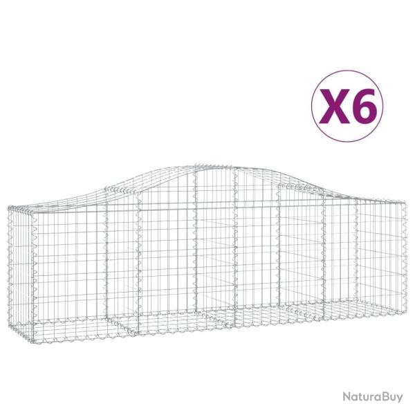Paniers � gabions cl�ture cage mur de sout�nement arqu�s 6 pcs 200 x 50 x 60/80 cm fer galvanis� Ar