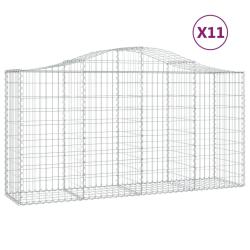 Paniers &agrave; gabions cl&ocirc;ture cage mur de sout&egrave;nement arqu&eacute;s 11 pcs 200 x 50 x 100/120 cm fer galvanis&eacute;
