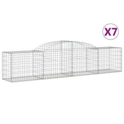 Paniers &agrave; gabions cl&ocirc;ture cage mur de sout&egrave;nement arqu&eacute;s 7 pcs 300 x 50 x 60/80 cm fer galvanis&eacute; Ar