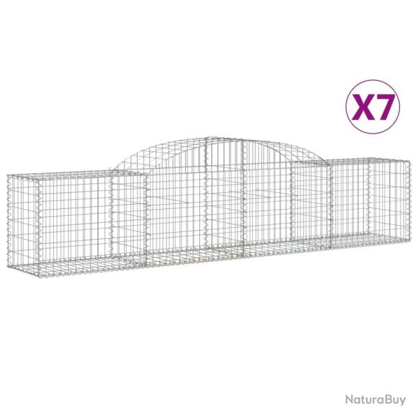 Paniers � gabions cl�ture cage mur de sout�nement arqu�s 7 pcs 300 x 50 x 60/80 cm fer galvanis� Ar