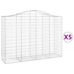 Paniers &agrave; gabions cl&ocirc;ture cage mur de sout&egrave;nement arqu&eacute;s 5 pcs 200 x 50 x 140/160 cm fer galvanis&eacute;