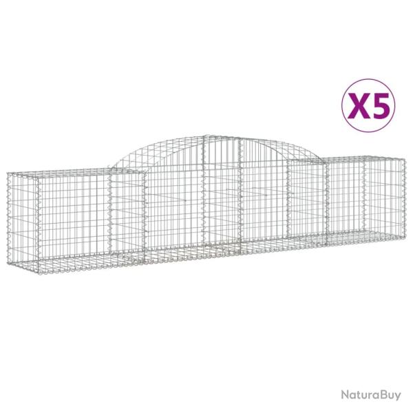 Paniers � gabions cl�ture cage mur de sout�nement arqu�s 5 pcs 300 x 50 x 60/80 cm fer galvanis� Ar