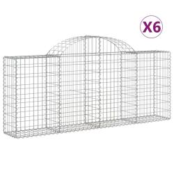 Paniers &agrave; gabions cl&ocirc;ture cage mur de sout&egrave;nement arqu&eacute;s 6 pcs 200 x 30 x 80/100 cm fer galvanis&eacute; A