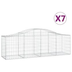 Paniers &agrave; gabions cl&ocirc;ture cage mur de sout&egrave;nement arqu&eacute;s 7 pcs 200 x 50 x 60/80 cm fer galvanis&eacute; Ar