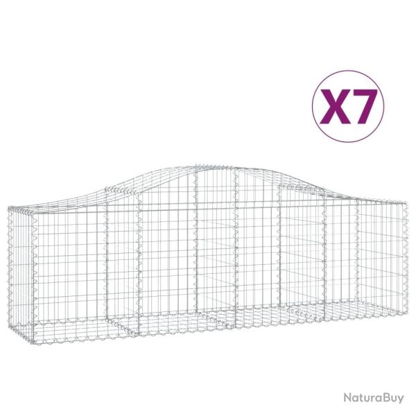 Paniers � gabions cl�ture cage mur de sout�nement arqu�s 7 pcs 200 x 50 x 60/80 cm fer galvanis� Ar