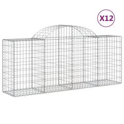 Paniers &agrave; gabions cl&ocirc;ture cage mur de sout&egrave;nement arqu&eacute;s 1lot de 2 200 x 50 x 80/100 cm fer galvani