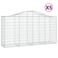 Paniers &agrave; gabions cl&ocirc;ture cage mur de sout&egrave;nement arqu&eacute;s 5 pcs 200 x 50 x 100/120 cm fer galvanis&eacute;