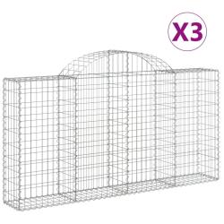 Paniers &agrave; gabions cl&ocirc;ture cage mur de sout&egrave;nement arqu&eacute;s 3 pcs 200 x 30 x 100/120 cm fer galvanis&eacute;