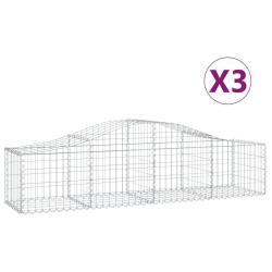 Paniers &agrave; gabions cl&ocirc;ture cage mur de sout&egrave;nement arqu&eacute;s 3 pcs 200 x 50 x 40/60 cm fer galvanis&eacute; Ar