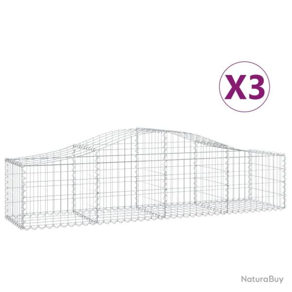 Paniers � gabions cl�ture cage mur de sout�nement arqu�s 3 pcs 200 x 50 x 40/60 cm fer galvanis� Ar