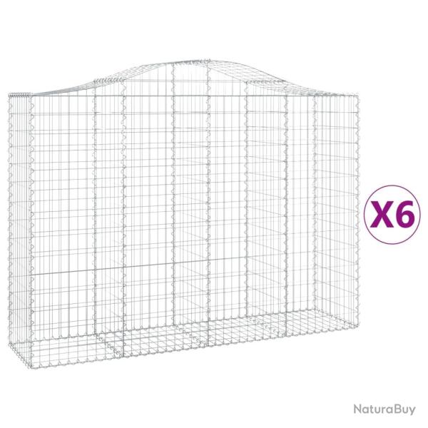 Paniers � gabions cl�ture cage mur de sout�nement arqu�s 6 pcs 200 x 50 x 140/160 cm fer galvanis�