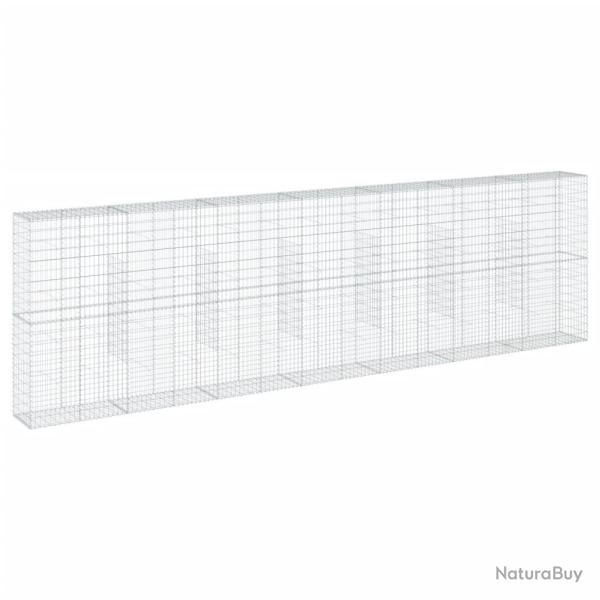 Panier gabion cl�ture cage mur de sout�nement avec couvercle 700 x 50 x 200 cm fer galvanis� Argent