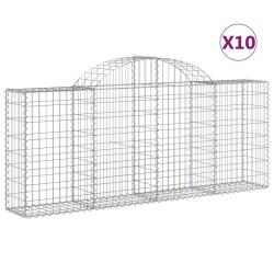 Paniers &agrave; gabions cl&ocirc;ture cage mur de sout&egrave;nement arqu&eacute;s 10 pcs 200 x 30 x 80/100 cm fer galvanis&eacute;