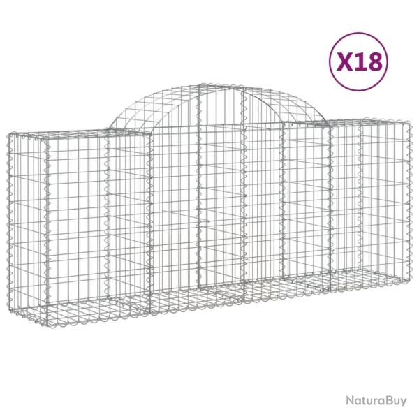Paniers � gabions cl�ture cage mur de sout�nement arqu�s 18 pcs 200 x 50 x 80/100 cm fer galvanis�