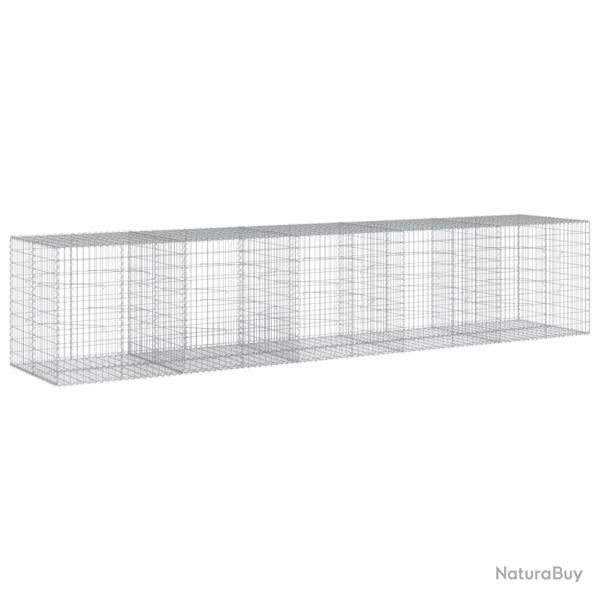 Panier gabion cl�ture cage mur de sout�nement avec couvercle 500 x 100 x 100 cm fer galvanis� Argen