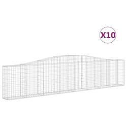 Paniers &agrave; gabions cl&ocirc;ture cage mur de sout&egrave;nement arqu&eacute;s 10 pcs 400 x 30 x 80/100 cm fer galvanis&eacute;