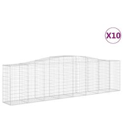 Paniers &agrave; gabions cl&ocirc;ture cage mur de sout&egrave;nement arqu&eacute;s 10 pcs 400 x 50 x 100/120 cm fer galvanis&eacute;