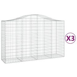 Paniers &agrave; gabions cl&ocirc;ture cage mur de sout&egrave;nement arqu&eacute;s 3 pcs 200 x 50 x 120/140 cm fer galvanis&eacute;