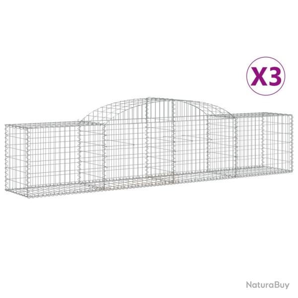 Paniers � gabions cl�ture cage mur de sout�nement arqu�s 3 pcs 300 x 50 x 60/80 cm fer galvanis� Ar