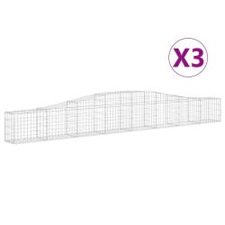 Paniers &agrave; gabions cl&ocirc;ture cage mur de sout&egrave;nement arqu&eacute;s 3 pcs 400 x 30 x 40/60 cm fer galvanis&eacute; Ar