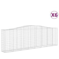 Paniers &agrave; gabions cl&ocirc;ture cage mur de sout&egrave;nement arqu&eacute;s 6 pcs 400 x 50 x 120/140 cm fer galvanis&eacute;