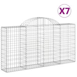 Paniers &agrave; gabions cl&ocirc;ture cage mur de sout&egrave;nement arqu&eacute;s 7 pcs 200 x 30 x 100/120 cm fer galvanis&eacute;