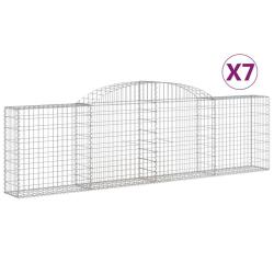 Paniers &agrave; gabions cl&ocirc;ture cage mur de sout&egrave;nement arqu&eacute;s 7 pcs 300 x 30 x 80/100 cm fer galvanis&eacute; A
