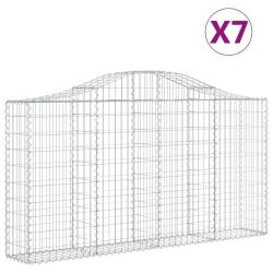 Paniers &agrave; gabions cl&ocirc;ture cage mur de sout&egrave;nement arqu&eacute;s 7 pcs 200 x 30 x 100/120 cm fer galvanis&eacute;