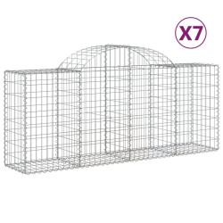 Paniers &agrave; gabions cl&ocirc;ture cage mur de sout&egrave;nement arqu&eacute;s 7 pcs 200 x 50 x 80/100 cm fer galvanis&eacute; A
