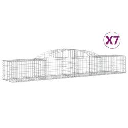 Paniers &agrave; gabions cl&ocirc;ture cage mur de sout&egrave;nement arqu&eacute;s 7 pcs 300 x 50 x 40/60 cm fer galvanis&eacute; Ar