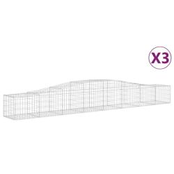 Paniers &agrave; gabions cl&ocirc;ture cage mur de sout&egrave;nement arqu&eacute;s 3 pcs 400 x 50 x 40/60 cm fer galvanis&eacute; Ar