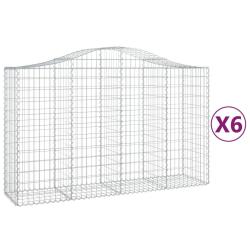 Paniers &agrave; gabions cl&ocirc;ture cage mur de sout&egrave;nement arqu&eacute;s 6 pcs 200 x 50 x 120/140 cm fer galvanis&eacute;