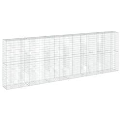Panier gabion cl&ocirc;ture cage mur de sout&egrave;nement avec couvercle 600 x 50 x 200 cm fer galvanis&eacute; Argent