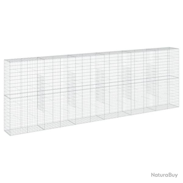 Panier gabion cl�ture cage mur de sout�nement avec couvercle 600 x 50 x 200 cm fer galvanis� Argent