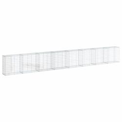 Panier gabion cl&ocirc;ture cage mur de sout&egrave;nement avec couvercle 800 x 50 x 100 cm fer galvanis&eacute; Argent