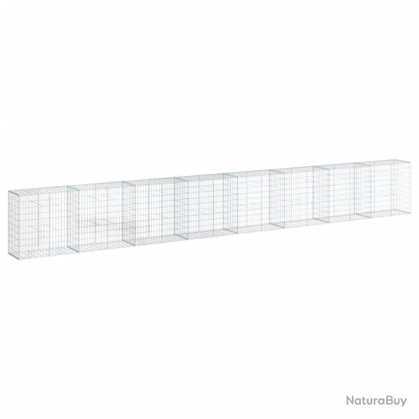 Panier gabion cl�ture cage mur de sout�nement avec couvercle 800 x 50 x 100 cm fer galvanis� Argent