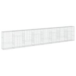 Panier gabion cl&ocirc;ture cage mur de sout&egrave;nement avec couvercle 800 x 50 x 150 cm fer galvanis&eacute; Argent